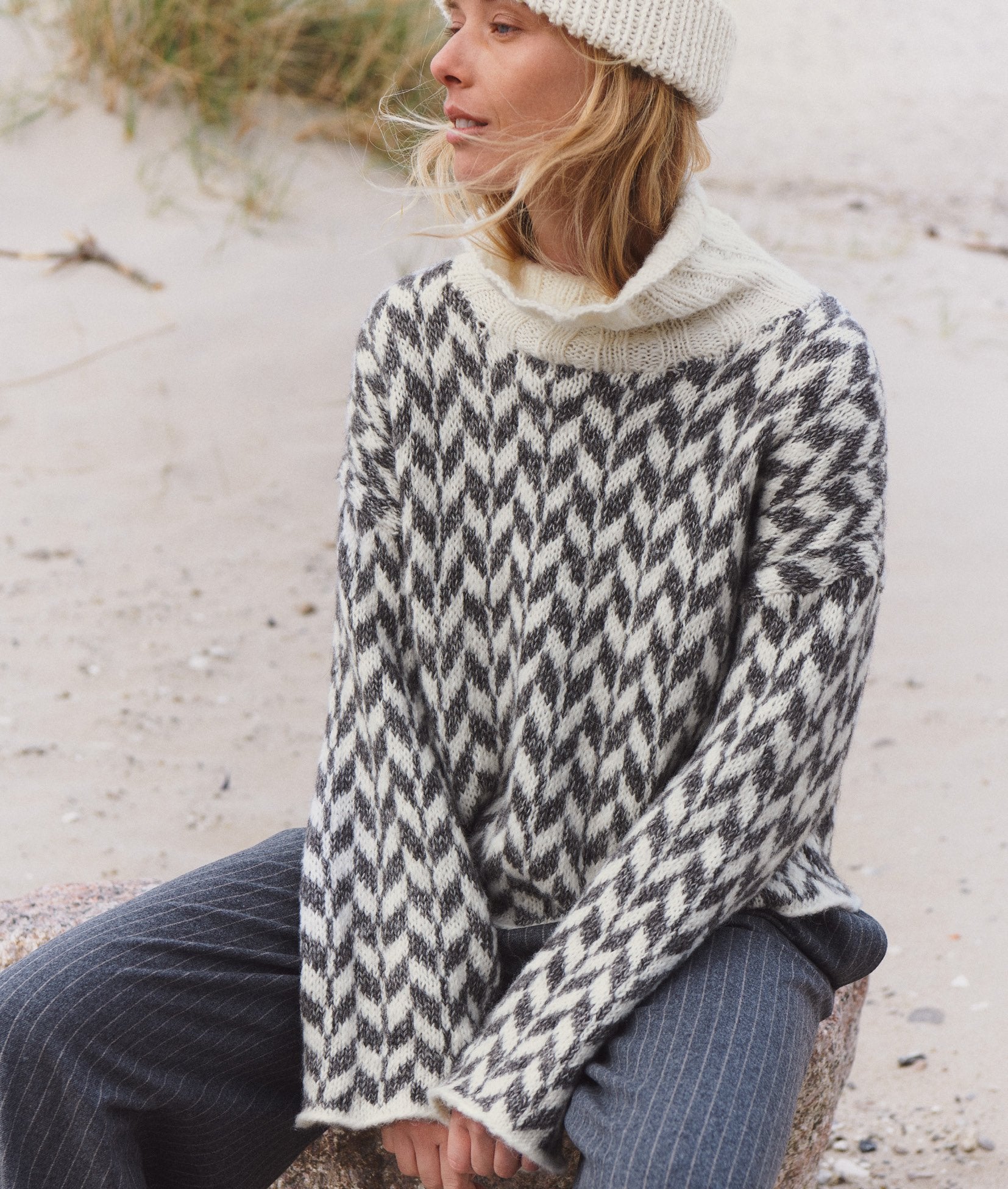 Jaquard-Pullover · Natural Alpaca Pelo