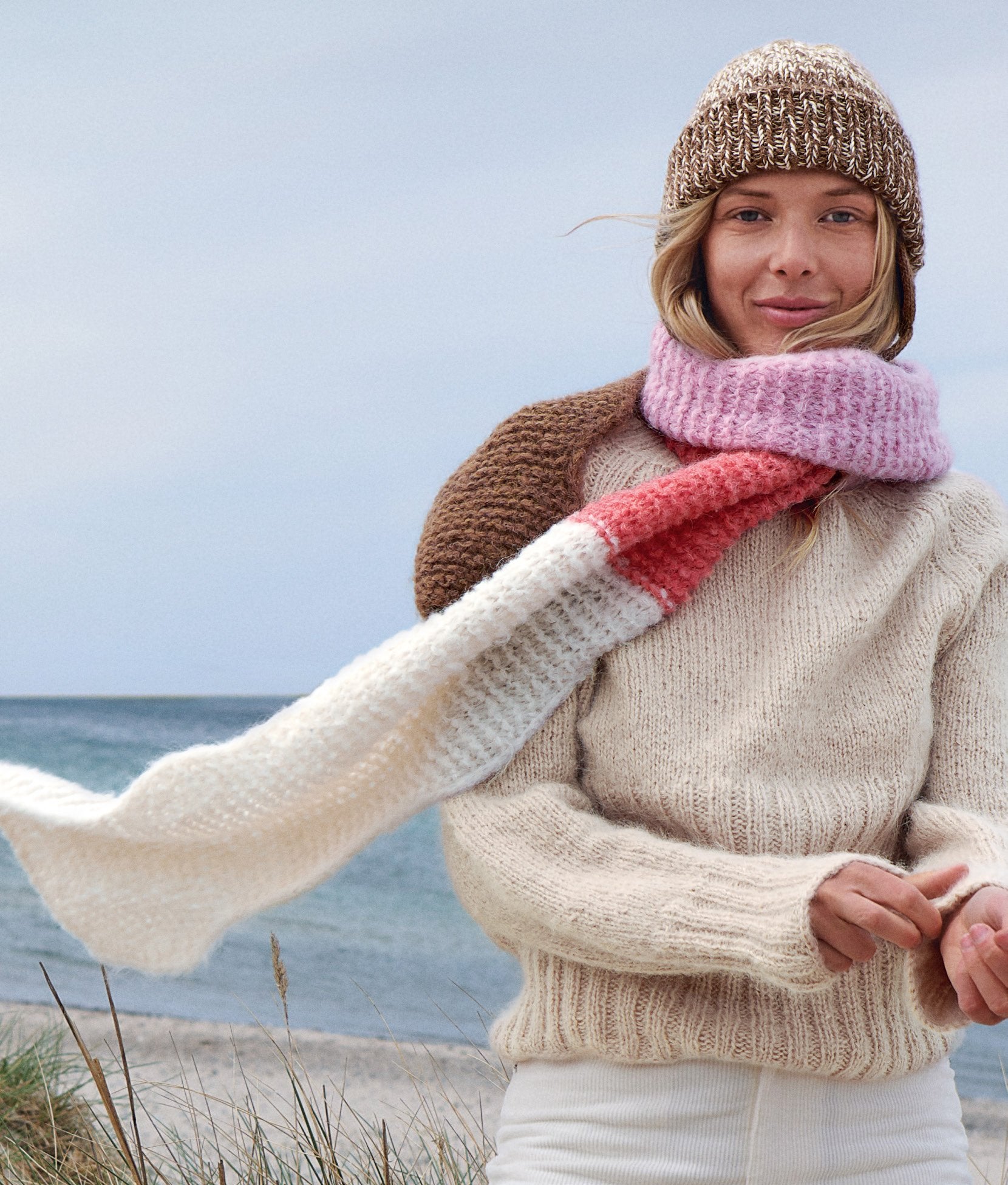 Blockstreifenschal · Natural Alpaca Lungo
