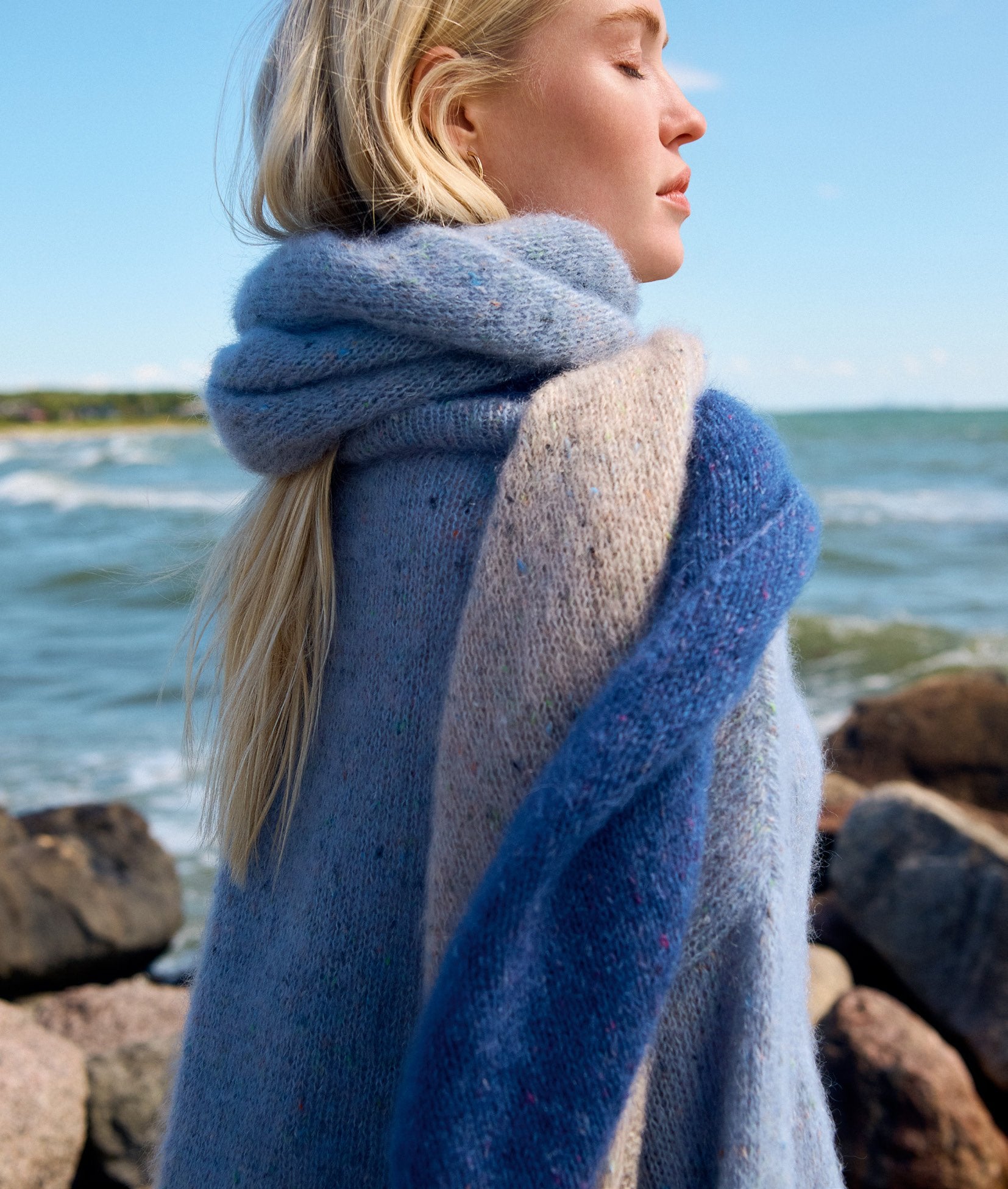 Diagonaler Schal · Natural Superkid Tweed