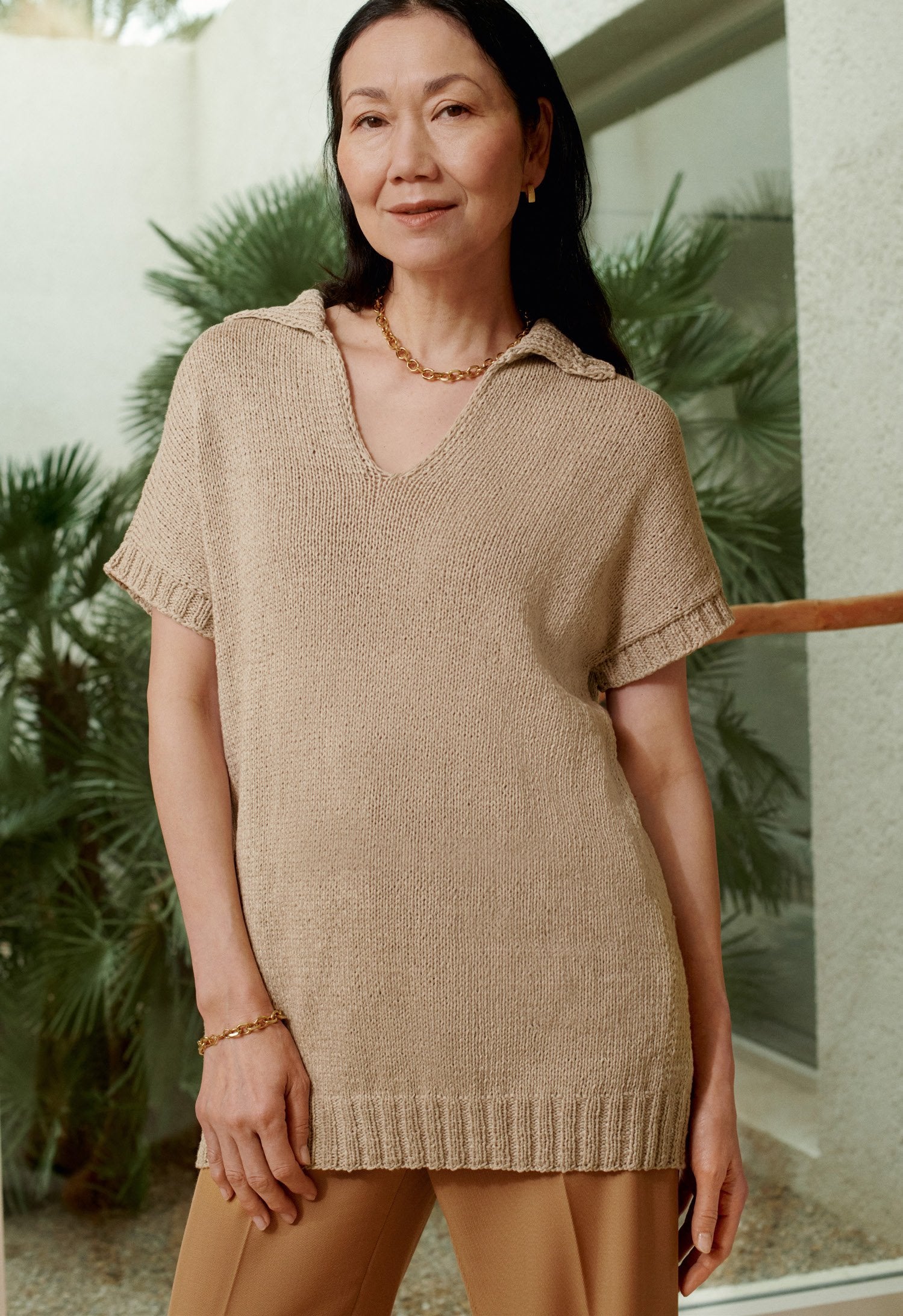 KURZARMPULLOVER MIT KRAGEN · COTTON MÉLANGE