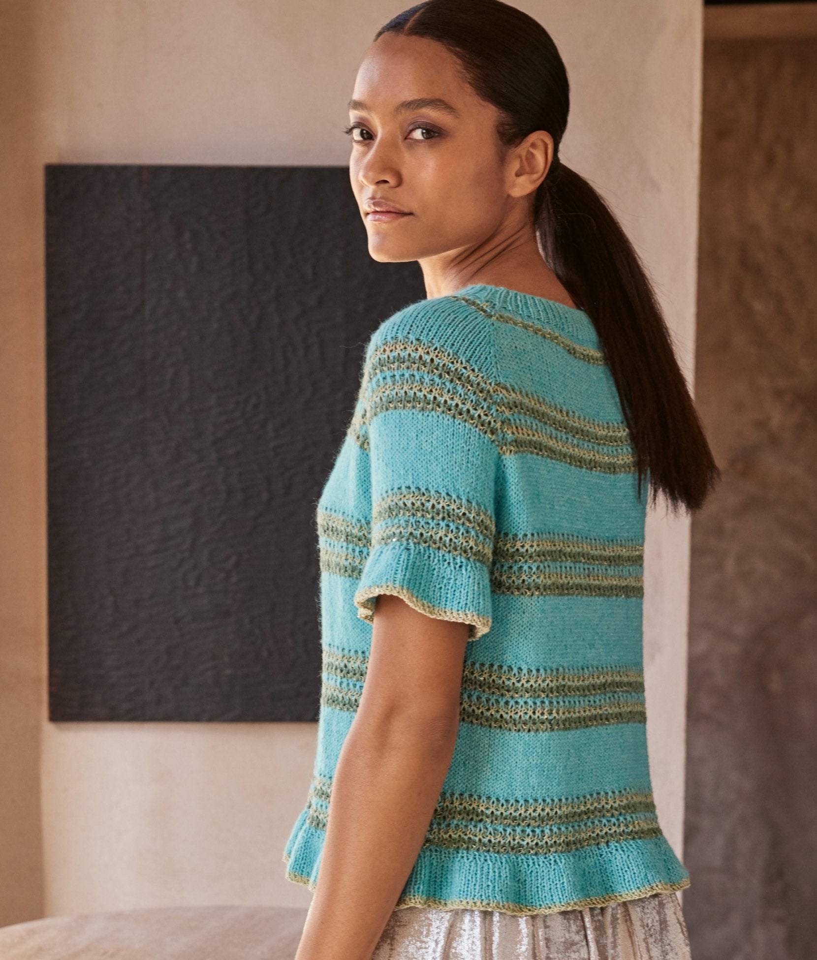 TOP-DOWN SHIRT · ECOPUNO, TENCELLINO & FILO PAILLETTES